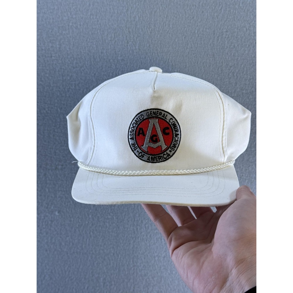 Associated General Contractors AGC Hat Cap Snap Back Mens One Size White Yupoong